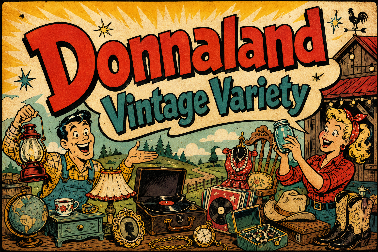 Donnaland Vintage Variety illustrated header graphic